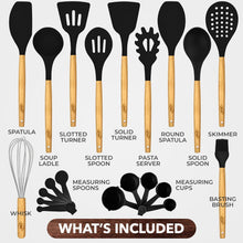 Load image into Gallery viewer, 21 Piece Wooden Silicone Cooking Utensil Set