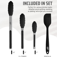 Load image into Gallery viewer, 4 Piece Silicone Tong Set