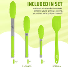 Load image into Gallery viewer, 4 Piece Silicone Tong Set