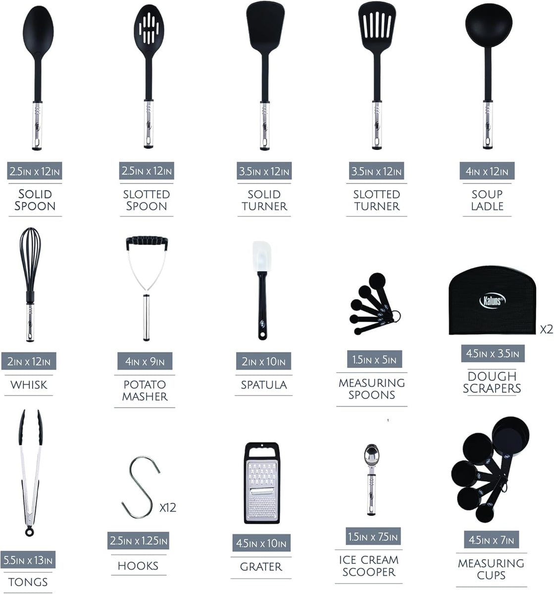 35 Piece Nylon and Stainless Steel Kitchen Utensil Set – kaluns®