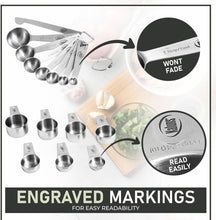 Load image into Gallery viewer, 16 Piece Stainless Steel Measuring Cups and Spoons Set