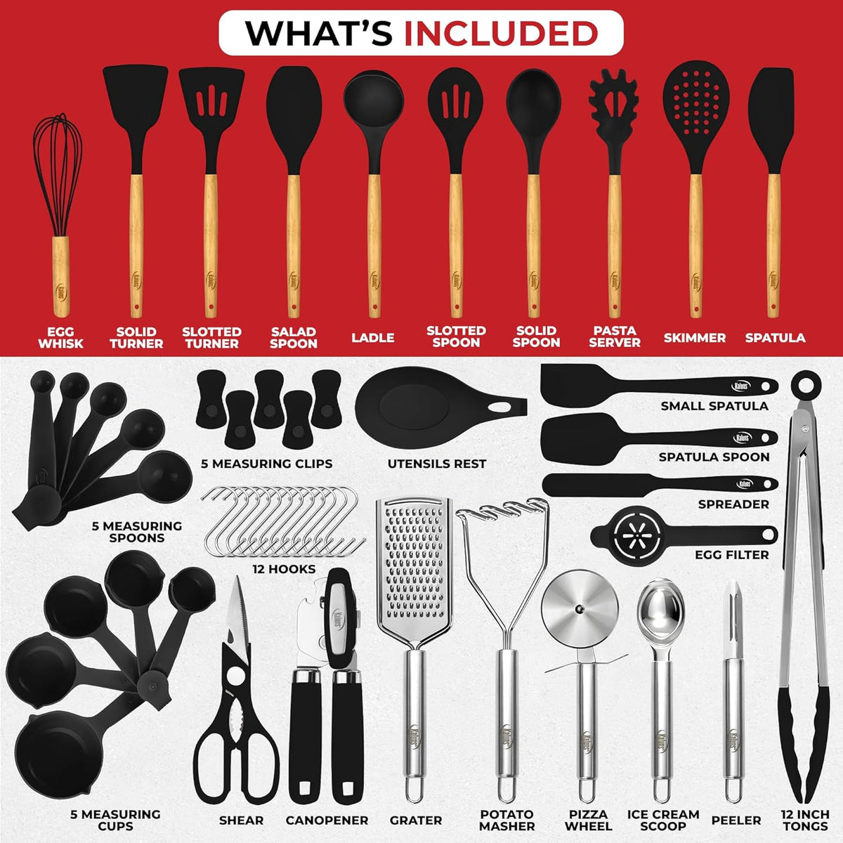 50 Piece Silicone Cooking Utensil Set – kaluns®