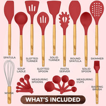 Load image into Gallery viewer, 21 Piece Wooden Silicone Cooking Utensil Set