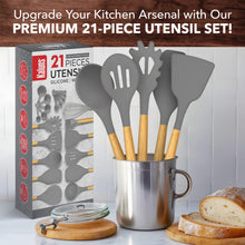 Load image into Gallery viewer, 21 Piece Wooden Silicone Cooking Utensil Set