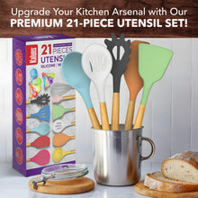Load image into Gallery viewer, 21 Piece Wooden Silicone Cooking Utensil Set