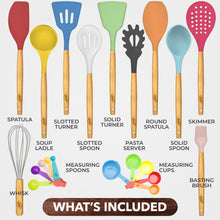 Load image into Gallery viewer, 21 Piece Wooden Silicone Cooking Utensil Set