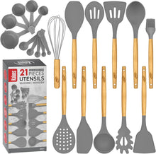 Load image into Gallery viewer, 21 Piece Wooden Silicone Cooking Utensil Set