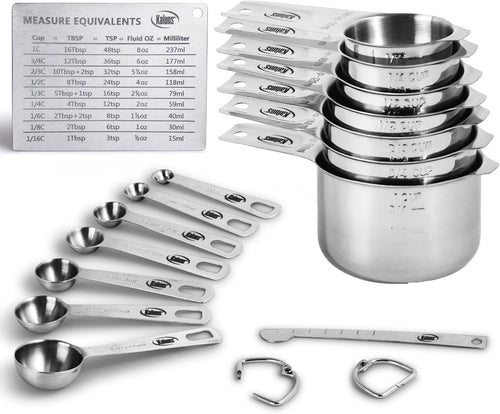 16 Piece Stainless Steel Measuring Cups and Spoons Set