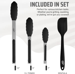4 Piece Silicone Tong Set