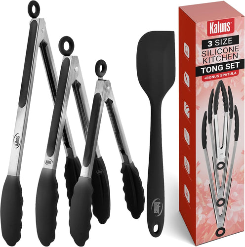 4 Piece Silicone Tong Set