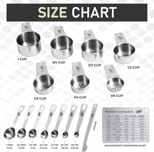 16 Piece Stainless Steel Measuring Cups and Spoons Set