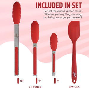 4 Piece Silicone Tong Set