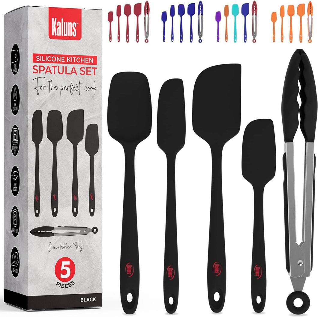 KONIGLEIM Silicone Spatula Set – 5 Piece Professional Glass Silicone Spatulas, Yellow