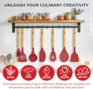 21 Piece Wooden Silicone Cooking Utensil Set