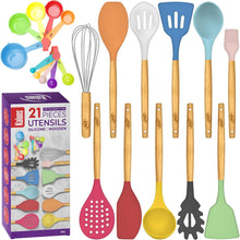 Load image into Gallery viewer, 21 Piece Wooden Silicone Cooking Utensil Set