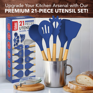 21 Piece Wooden Silicone Cooking Utensil Set