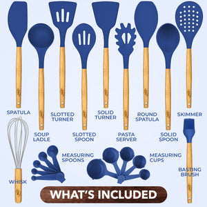 21 Piece Wooden Silicone Cooking Utensil Set
