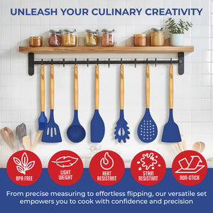 21 Piece Wooden Silicone Cooking Utensil Set