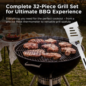 32 Piece Stainless Steel Grilling Set with Aluminum Case