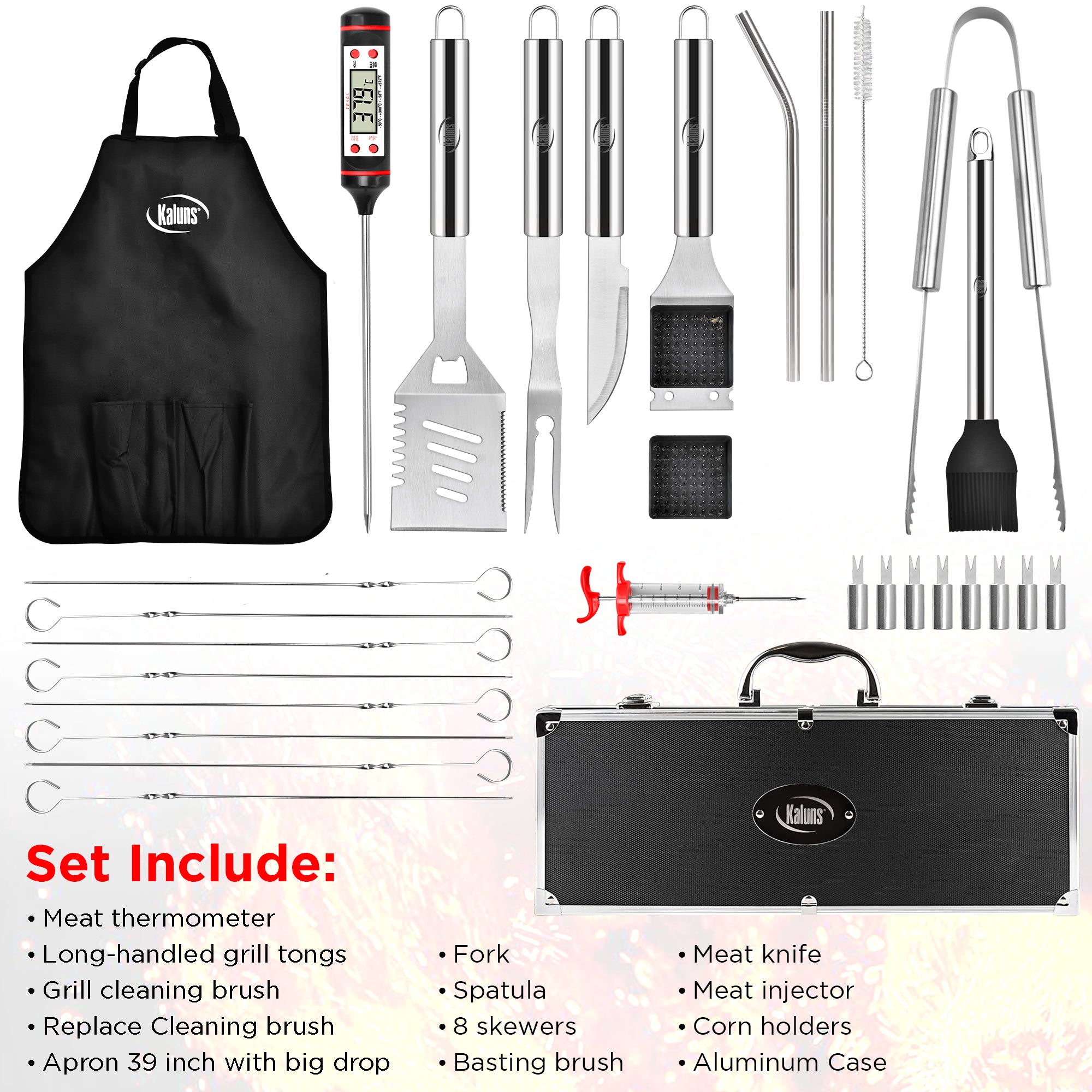 thumbnail image 2 of KALAHOL 32-Piece BBQ Tool Set With Aluminum Case | Stainless Steel Barbecue Accessories 2 of 5