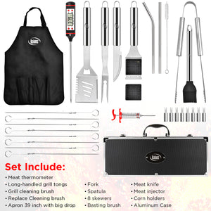 32 Piece Stainless Steel Grilling Set with Aluminum Case