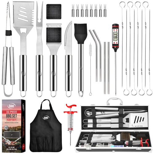 32 Piece Stainless Steel Grilling Set with Aluminum Case