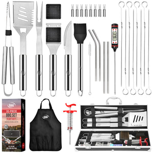 32 Piece Stainless Steel Grilling Set with Aluminum Case