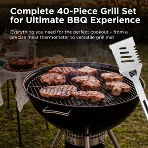 40 Piece Stainless Steel Grilling Set with Aluminium Case