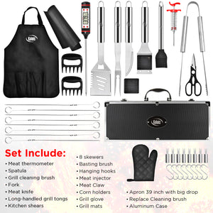 40 Piece Stainless Steel Grilling Set with Aluminium Case