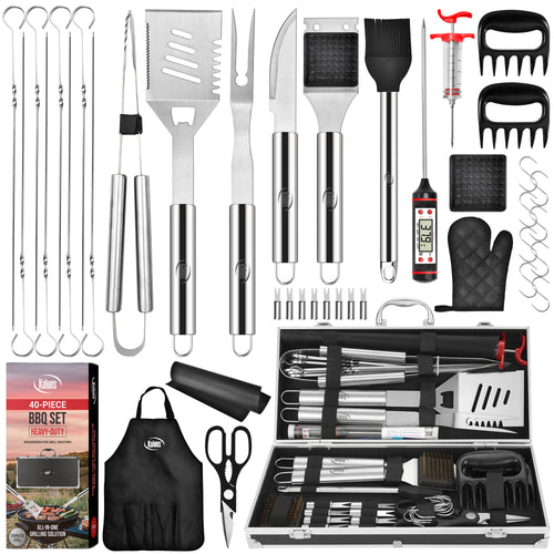 40 Piece Stainless Steel Grilling Set with Aluminium Case