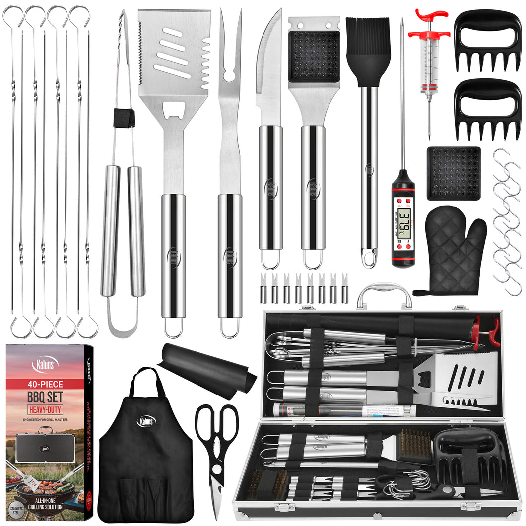 40 Piece Stainless Steel Grilling Set with Aluminium Case