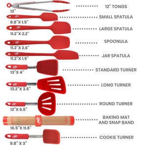 11 Piece Silicone Turner's and Spatula's Set