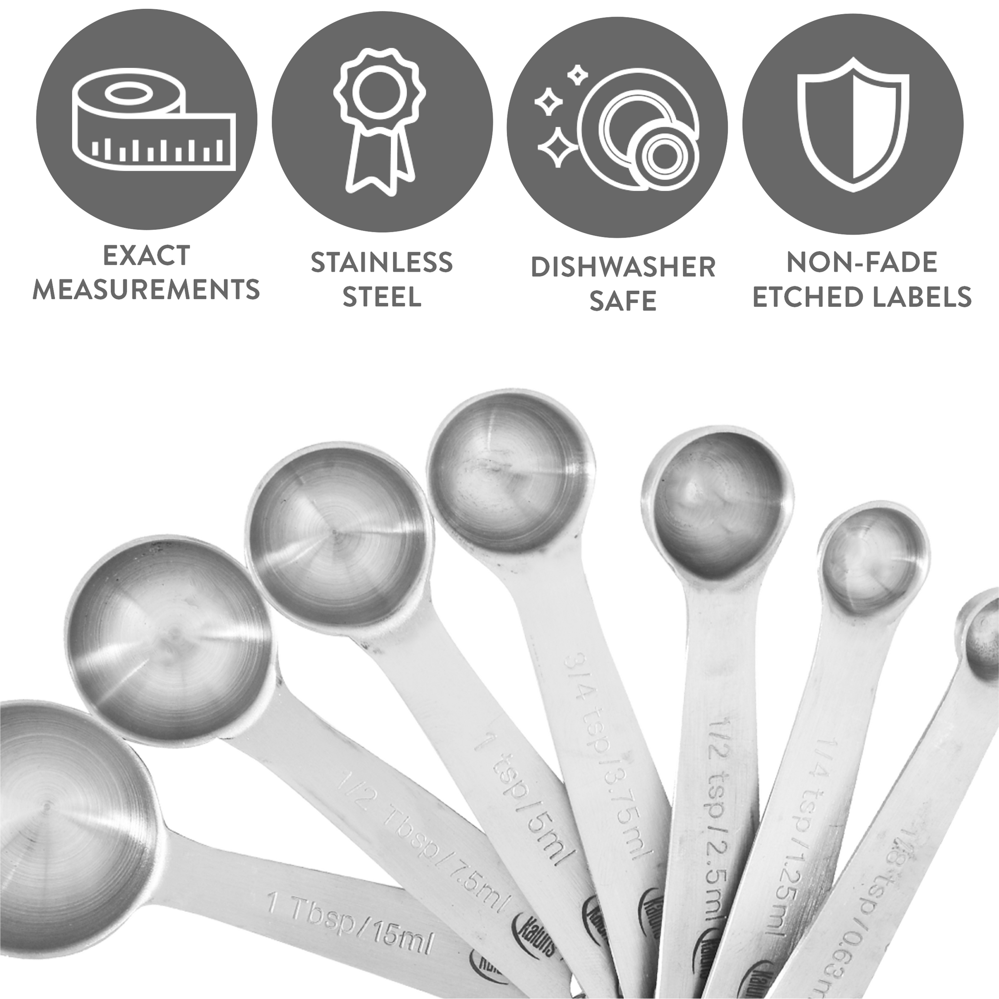 Stainless Steel Measuring Cups and Spoons Set: 7 Cup and 7 Spoon Metal Measure  Sets of 16 Piece for Dry & Liquid Measurement – Kitchen Gadgets & Utensils  for Cooking Food 