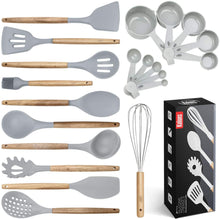 Load image into Gallery viewer, 21 Piece Wooden Silicone Cooking Utensil Set