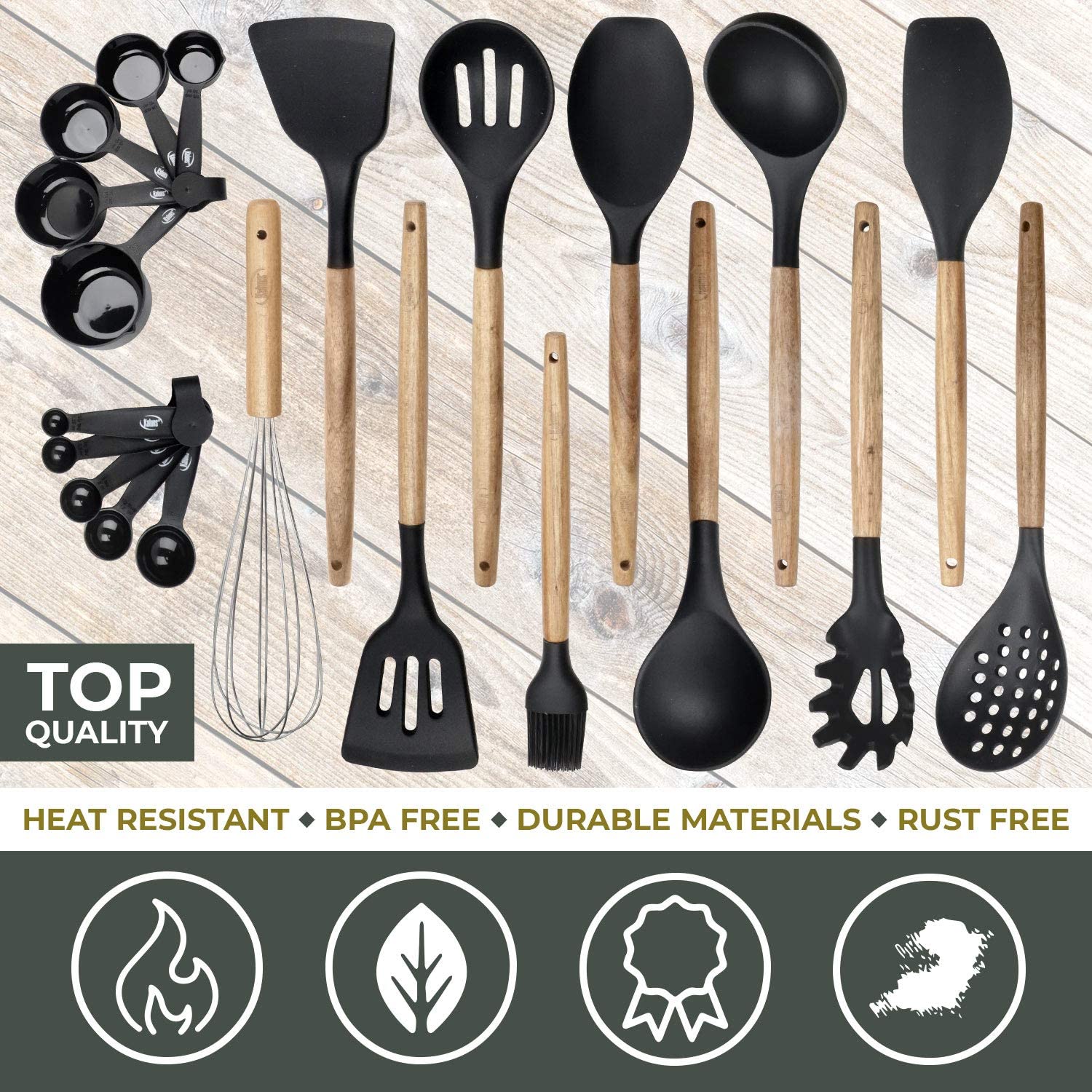 21 Piece Wooden Silicone Cooking Utensil Set – kaluns®
