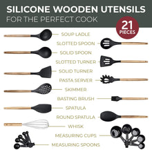Load image into Gallery viewer, 21 Piece Wooden Silicone Cooking Utensil Set