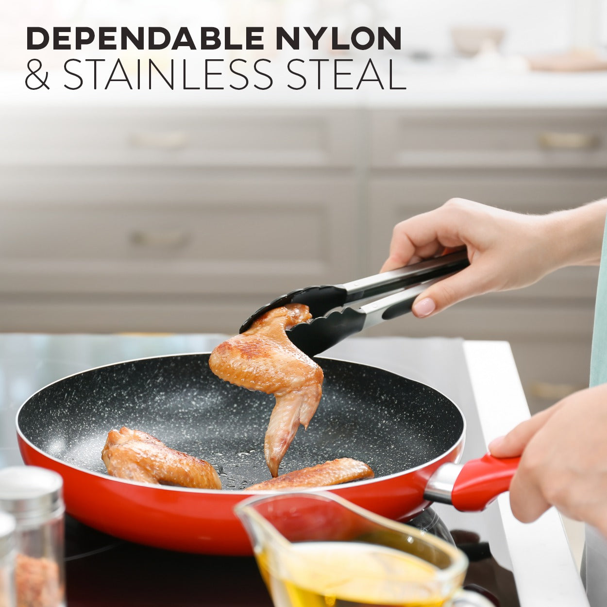 Kaluns Nylon Red Stainless Steel Baking Utensils (Set of 17)