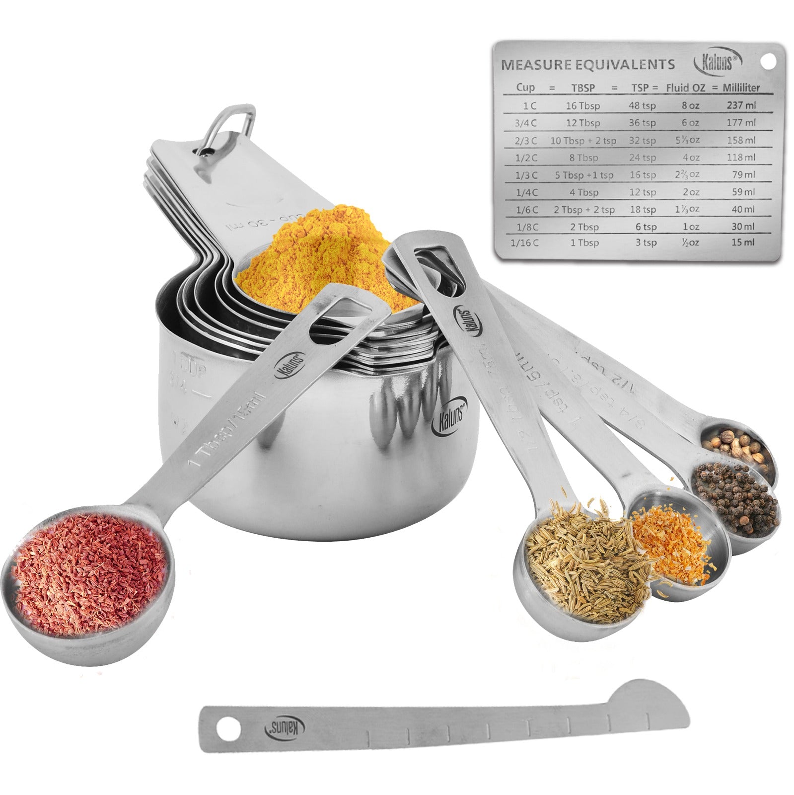 22-Piece Stainless Steel Measuring Cups and Spoons Set in