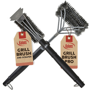AJIJING Grill Brush and Scraper,2 Pack BBQ Grill Cleaning Brush 18  Stainless Steel Wire Bristle BBQ Grill Cleaner Brush Scraper Accessories  for Gas