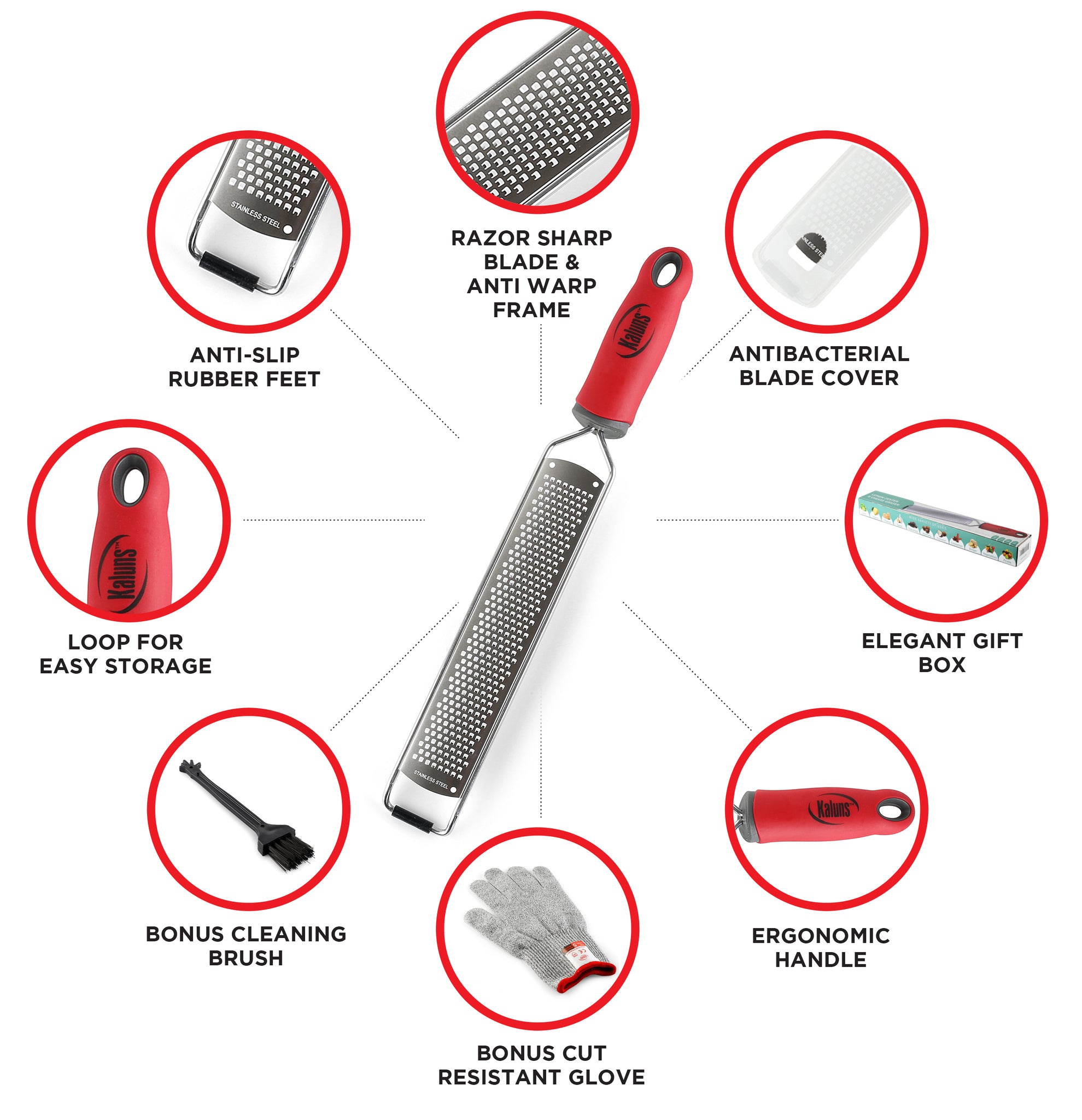 Cheese Grater & Lemon Zester With Protect Cover Cleaning Brush