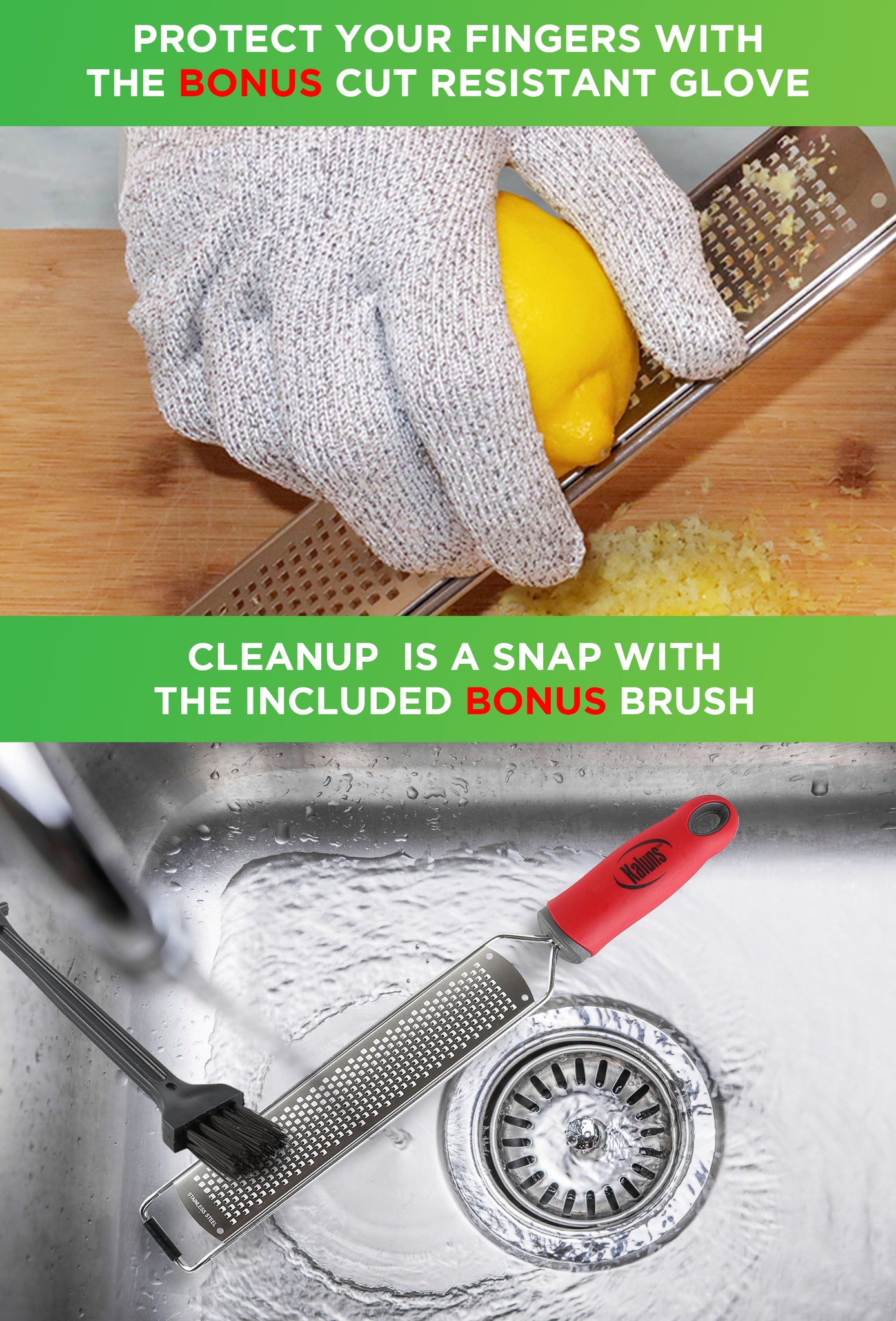 Cheese Grater & Lemon Zester with Protect Cover - Stainless Steel